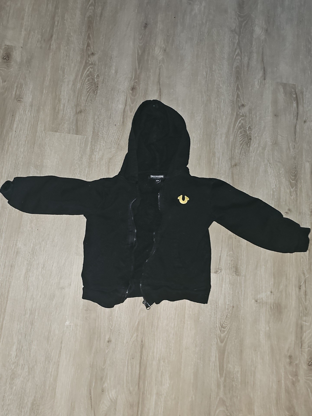 True Religion Kids Black Hoodie with Yellow Logo Patch